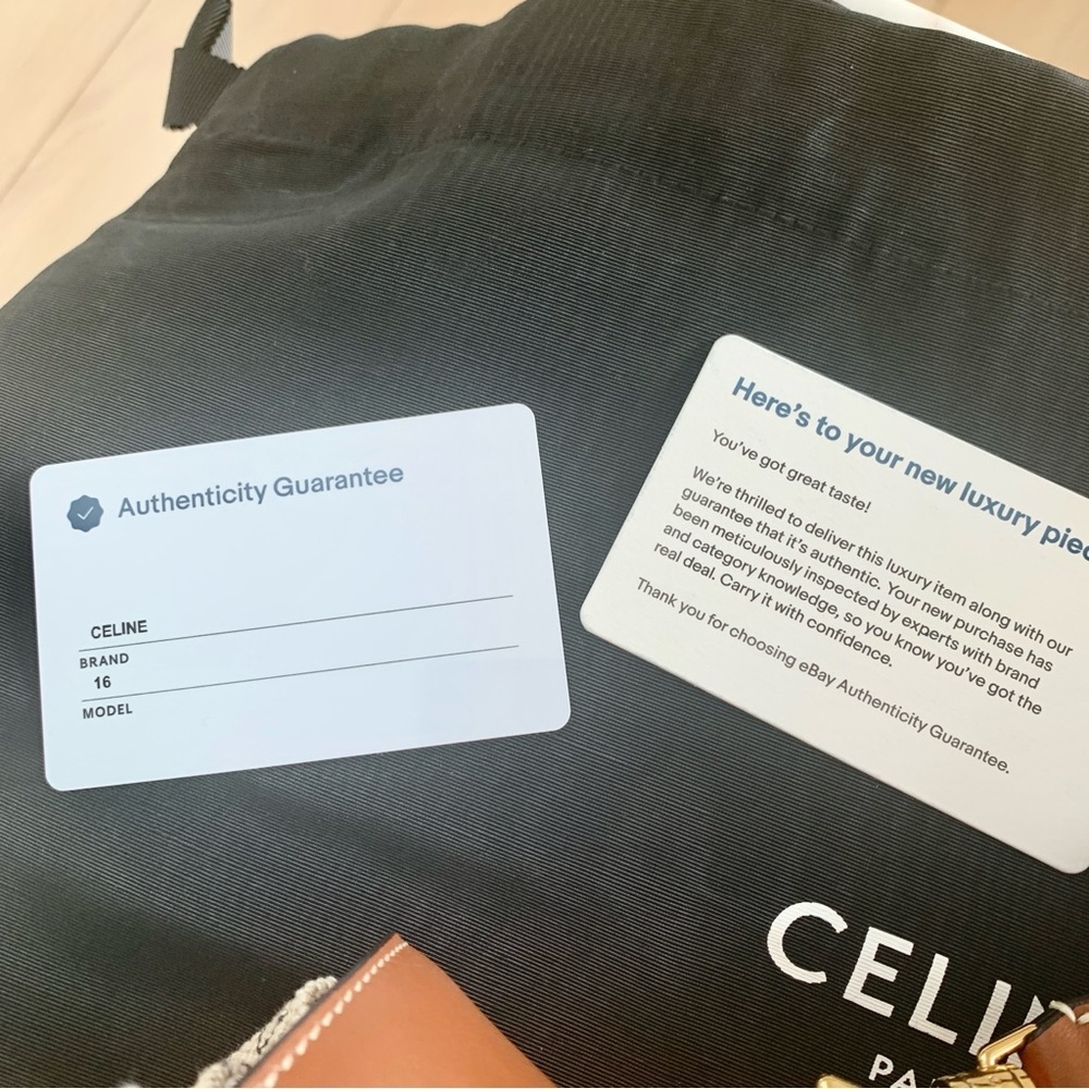 🌟 CELINE Teen Soft 16 Crossbody Bag in Textile Logo and Natural Tan Leather - Picture 13 of 16